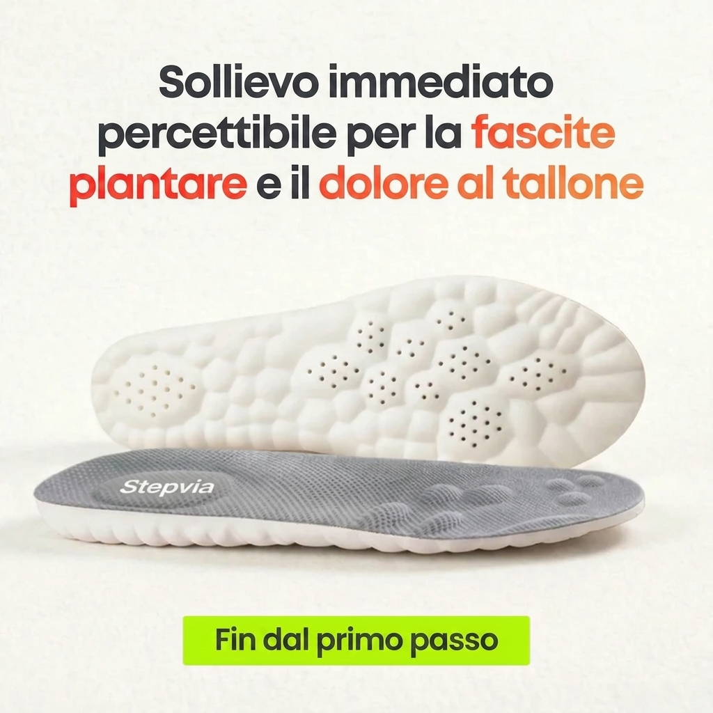Solette ortopediche per alleviare il dolore al tallone e la fascite plantare.