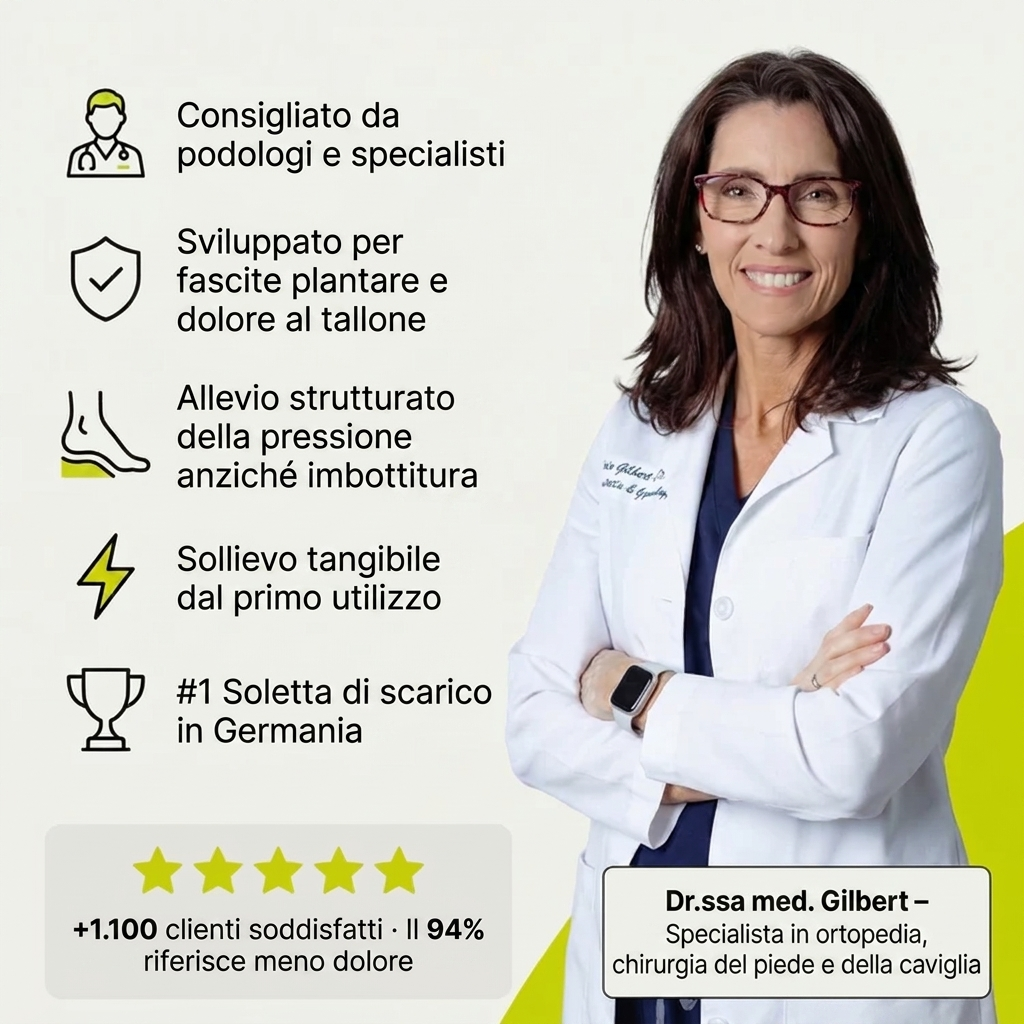 Solette ortopediche per alleviare il dolore al tallone e la fascite plantare.